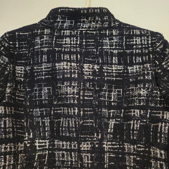 Caractère Italy Navy & Silver Button-Up Textured Tweed Chanel Style Jacket US 8 - Picture 5 of 10